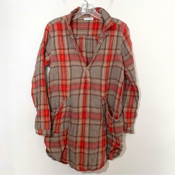 Free People X CP Shades Teton Tunic Dress Campfire Plaid Fall Autumn XS - Picture 1 of 7